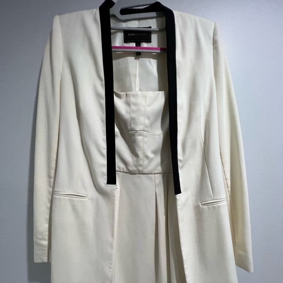 BCBG Strapless Mini Cream Colored Dress plus Matching Jacket Size XXS - Picture 2 of 11